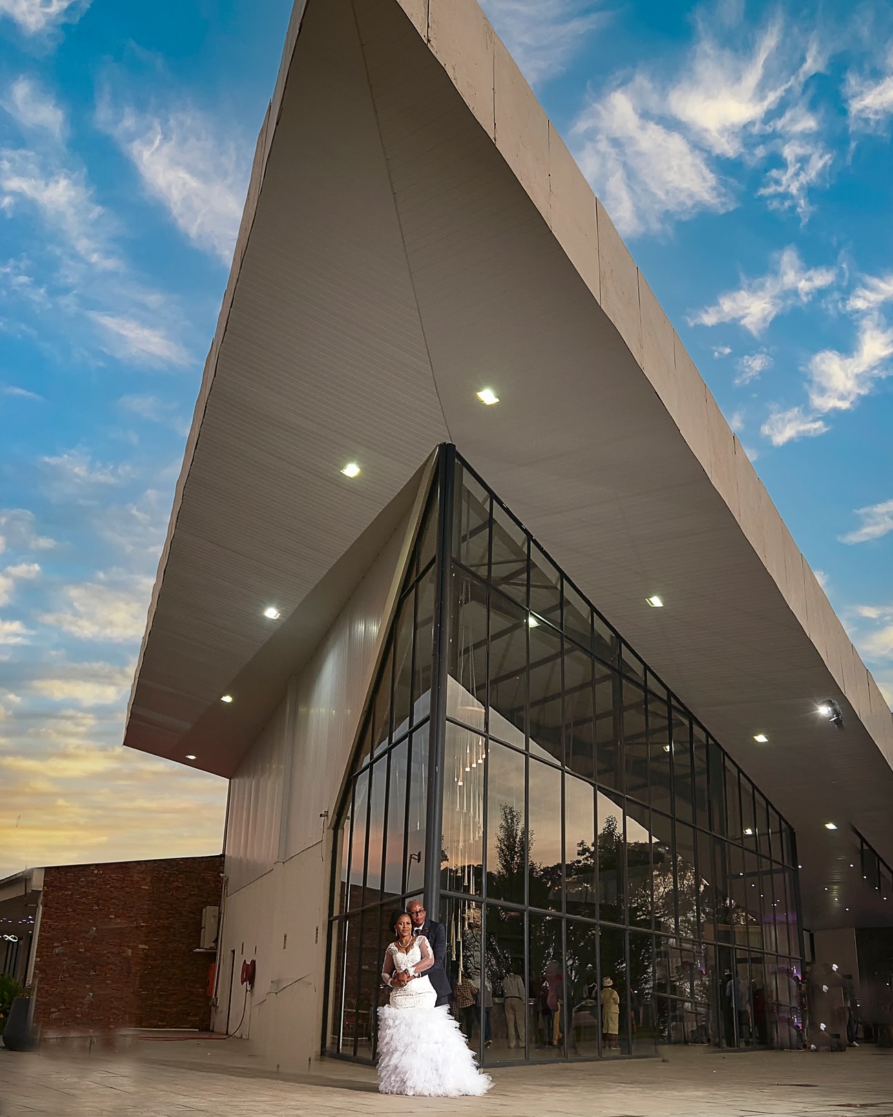 Bride and groom during a romantic portrait session